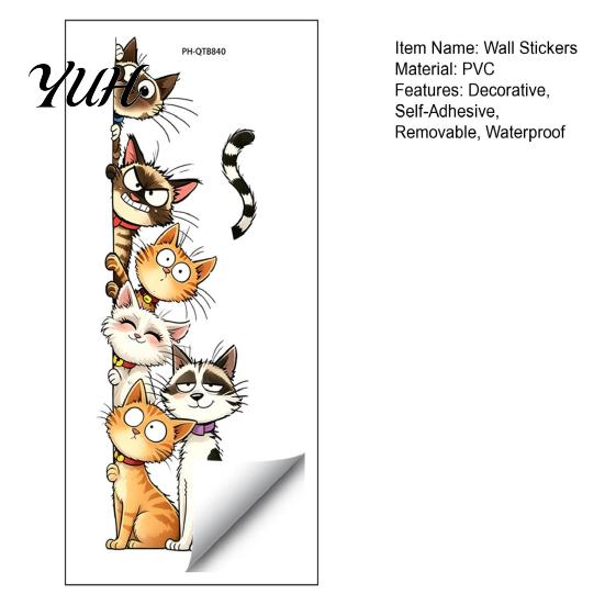 Cartoon Cat or Dog Wall Art Cute Cats/Dogs Stickers, Waterproof PVC Decals, Peel And Durable Outdoor Window Decals Stick Decorative Murals for Nursery