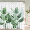 Green Plant Leaves Print Shower Curtains Watercolor Boho Floral Waterproof Morden Bathroom Bathtub Curtain Room Decor With Hooks