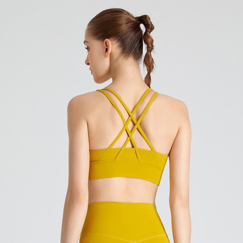 European & American Cross-Back Nude Feel Sports Bra - Women's Shock Absorption Yoga Vest