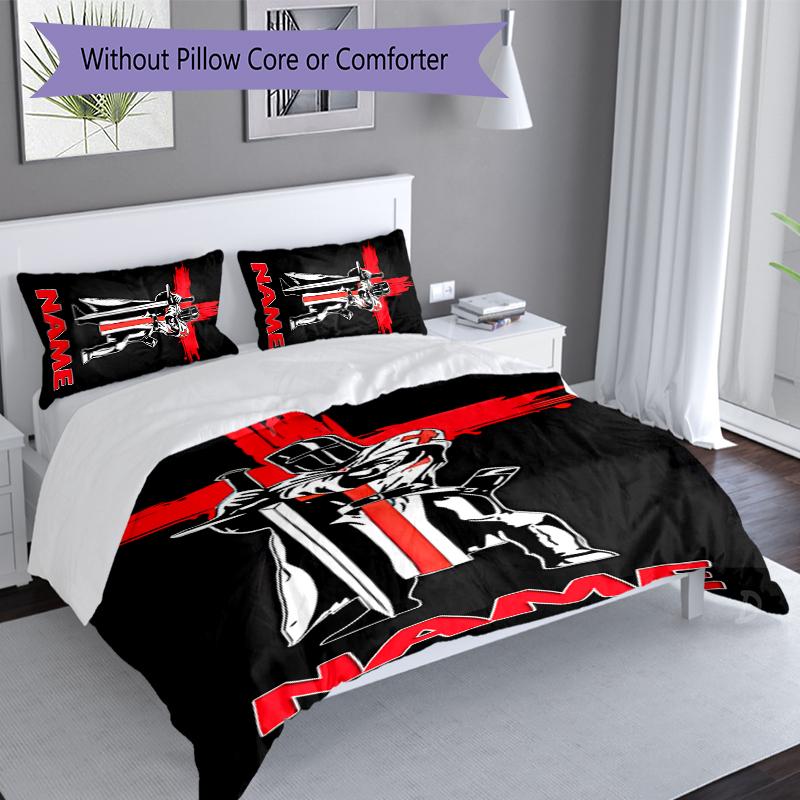 3pcs Custom Name Knights Templar Set,Includes 1 Duvet Cover and 2 Pillowcases,All-season Bedroom Decor