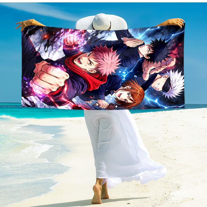 1 pieza Toalla de playa de Héroes de Anime Potentes, Toalla de playa absorbente de secado rápido, Toalla de playa para deportes al aire libre y natación, Suave y cómoda Y7221