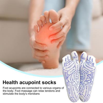 1 Set Massage Mid-calf Socks with Massage Stick Serenity Steps Legible Foot Acupuncture Point Printed Elastic Massage To Promote Circulation