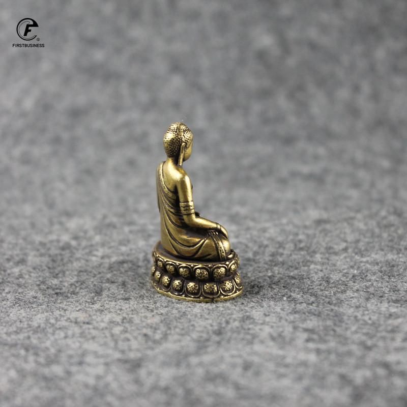 Retro Brass Buddha Sakyamuni Statue Small Portable Pocket Sitting Buddha Sculpture Home Decor Office Desk Decorations Ornaments