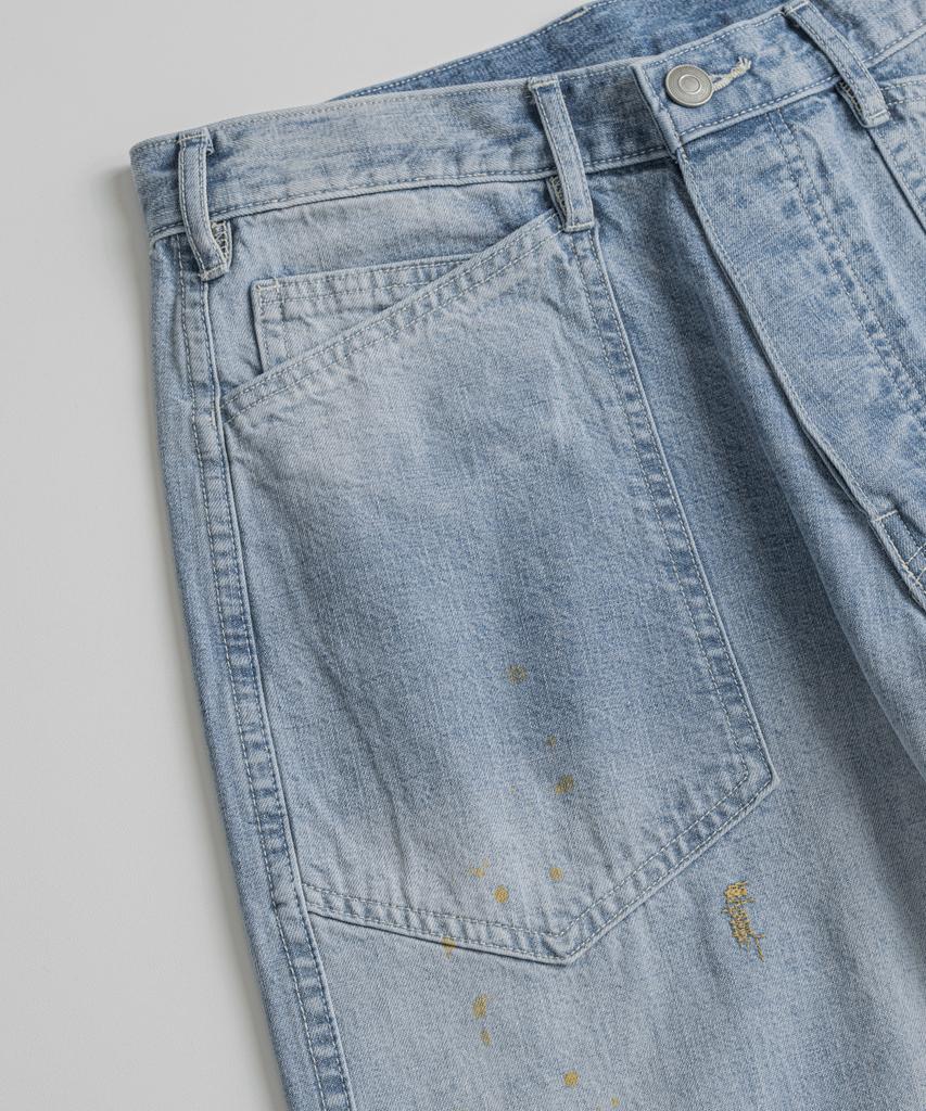 Bihebieo Distressed M35 Trousers Indigo Bleached