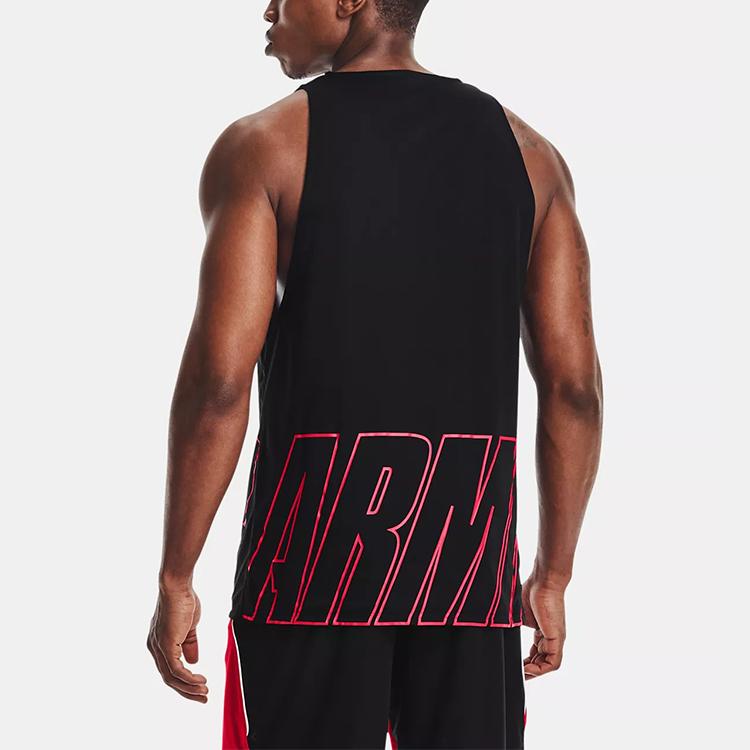 Under Armour Baseline Casual Sports Breathable Basketball Loose Tank Top Men Tops Black 1361899-001