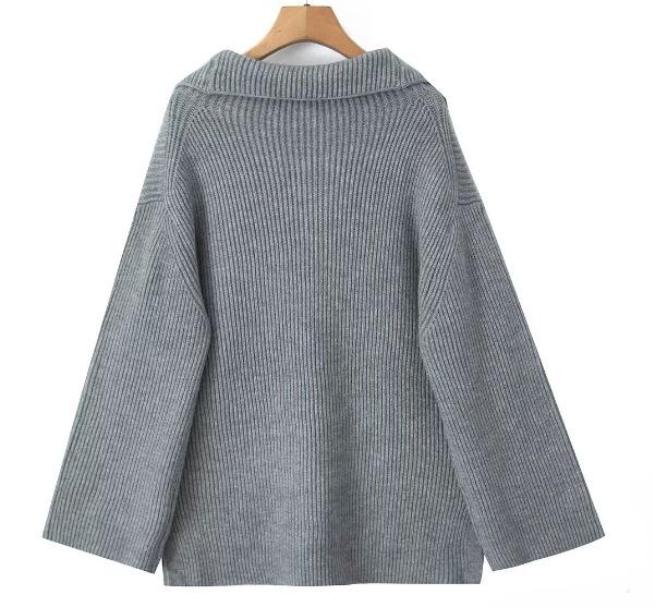 European and American Street Style Women's Loose Lapel High Waist Trousers and Knit Sweater Set