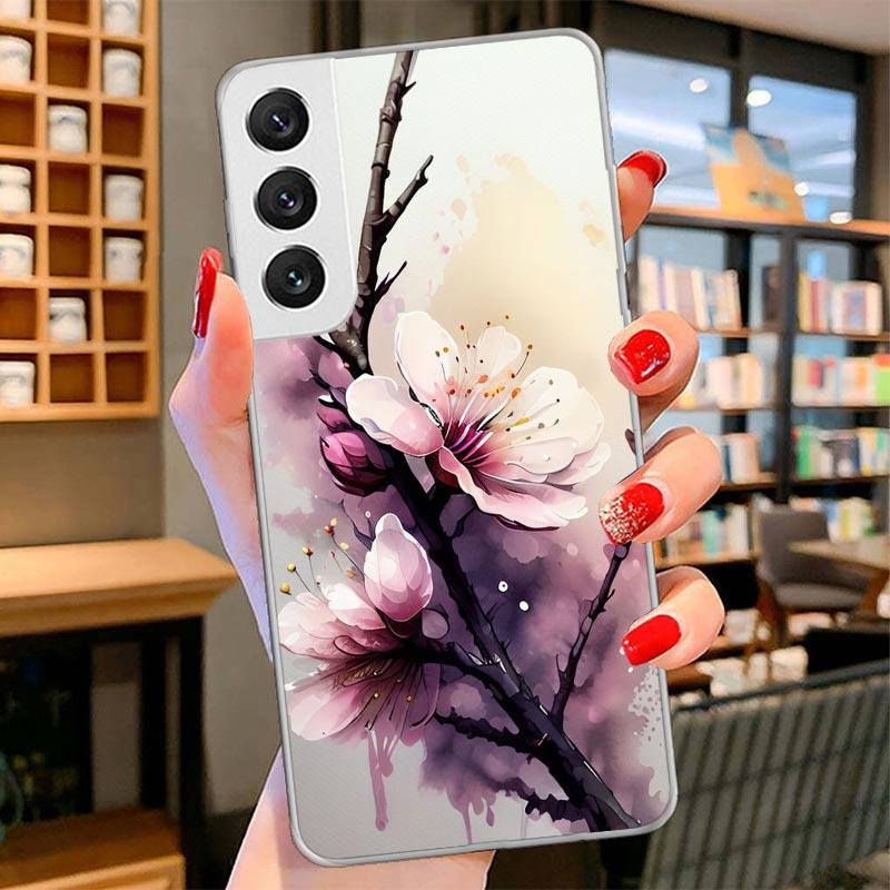Cherry Blossom Tree Cover Phone Case For Samsung Galaxy S26 S25 Edge S24 Ultra S23 S22 Plus S21 S20 FE Soft Fundas Shell Galaxy