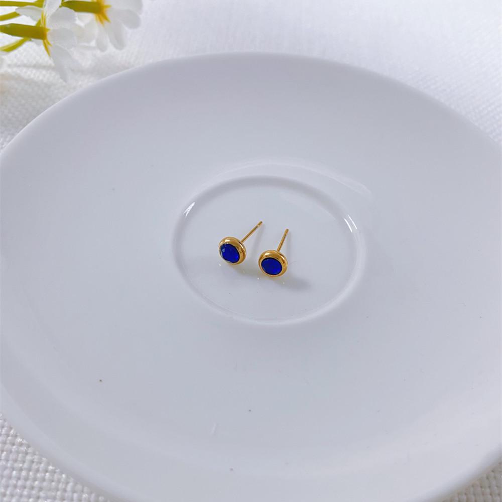 European-American Niche Style Colorful Zirconia Birthstone Earrings with Stainless Steel