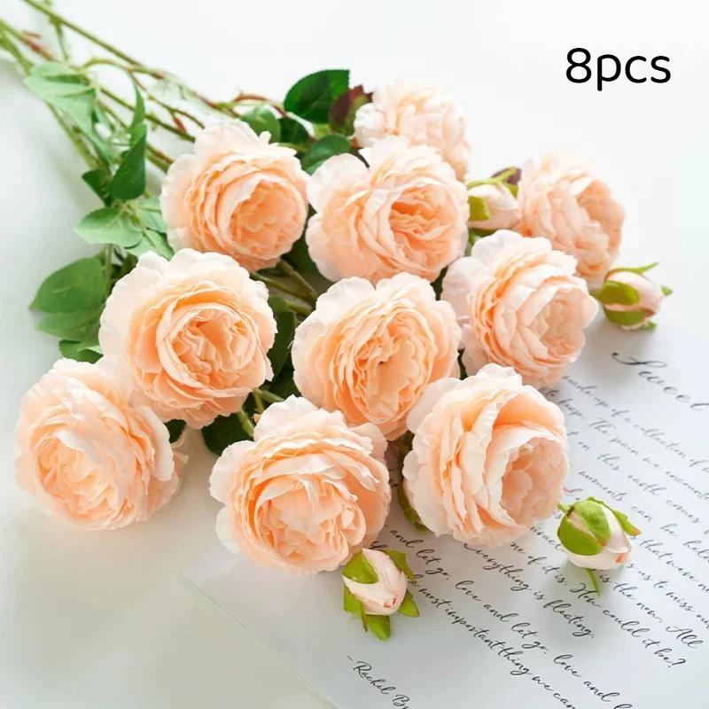Artificial Silk Peonies Bouquet 4/8Pcs Non-Fade Fake Flowers for Wedding Outdoor Yard Home Party Decoration