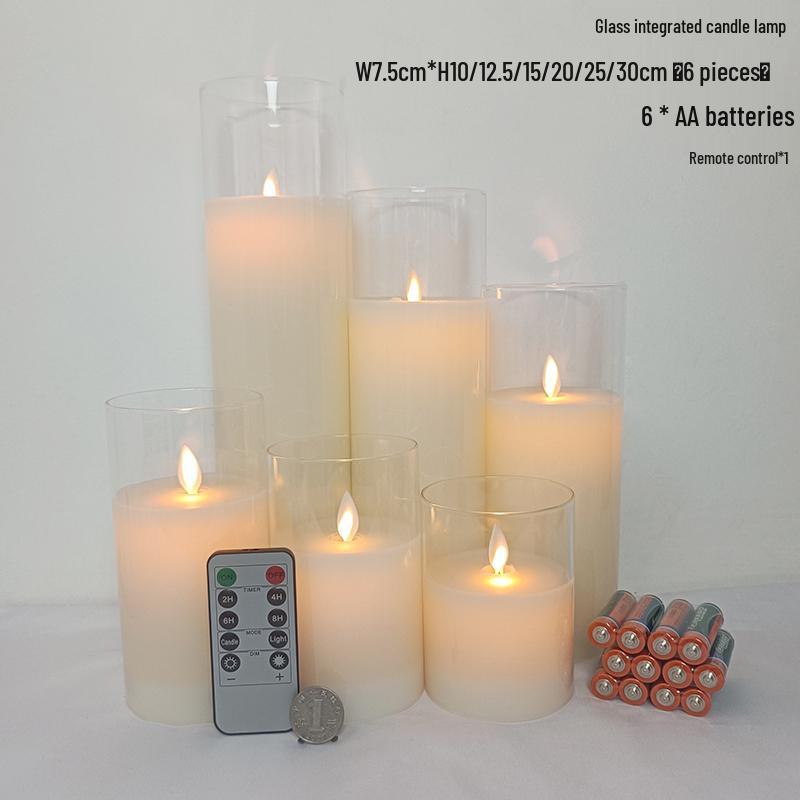 Remote-Controlled LED Glass Candle Lamp with Flickering Flame - Ideal for Romantic Home Decor and Weddings