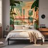 Boho Chic Wall Tapestry With Moon Phase Floral Starry Sky Design Bedroom Yoga Studio Decor