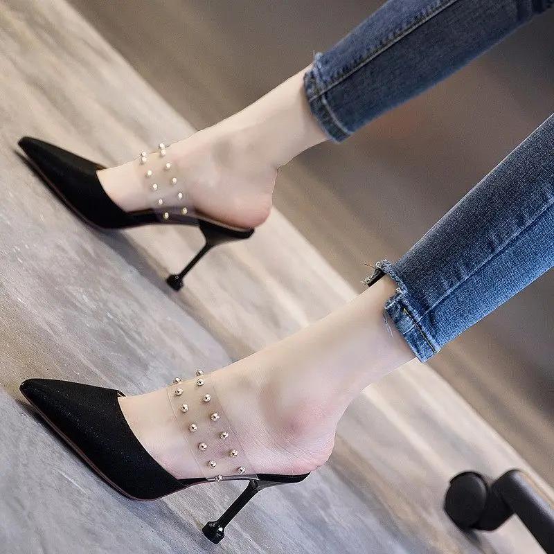 Fashion Woman Slippers Sexy Heeled Easy Wears Slides Non Slip Designer Luxury Summer Sandals 2025 Cheap Liquidation Pvc Shoes for Women