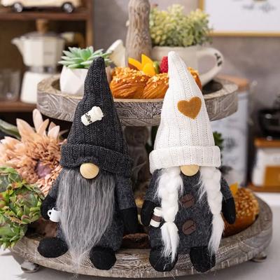 With Knitted Hat Coffee Gnomes Plush Doll Soft Plush Exquisite Christmas Faceless Doll Handmade Cute Elf Dwarf Plush Figurine