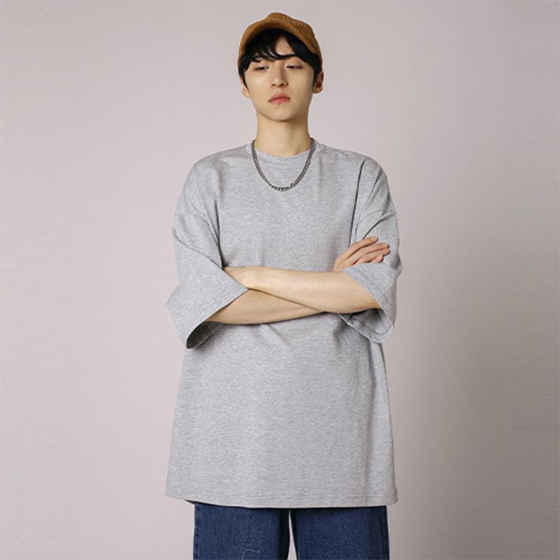 IELGY Solid Color Loose Short-sleeved T-shirt Base Men