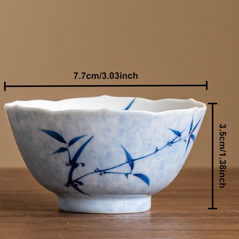 Hand-painted Ink Bamboo Teacup Ceramic Master Cups Retro Vintage Household Tea Sunflower Mouth Bowl Chinese Kung Fu Teaware Set