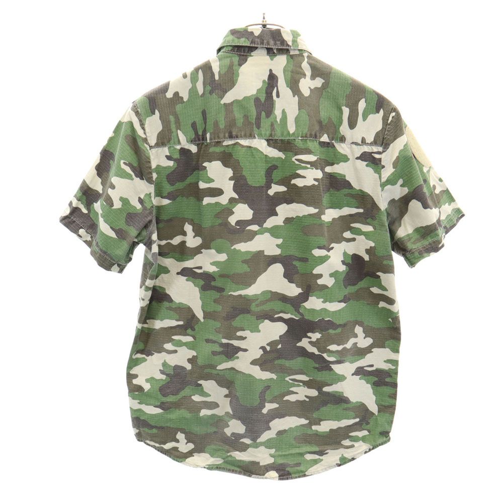 Stussy Wzór kamuflażu Krótki rękaw Koszula wojskowa S khaki kamuflaż Męska Używana