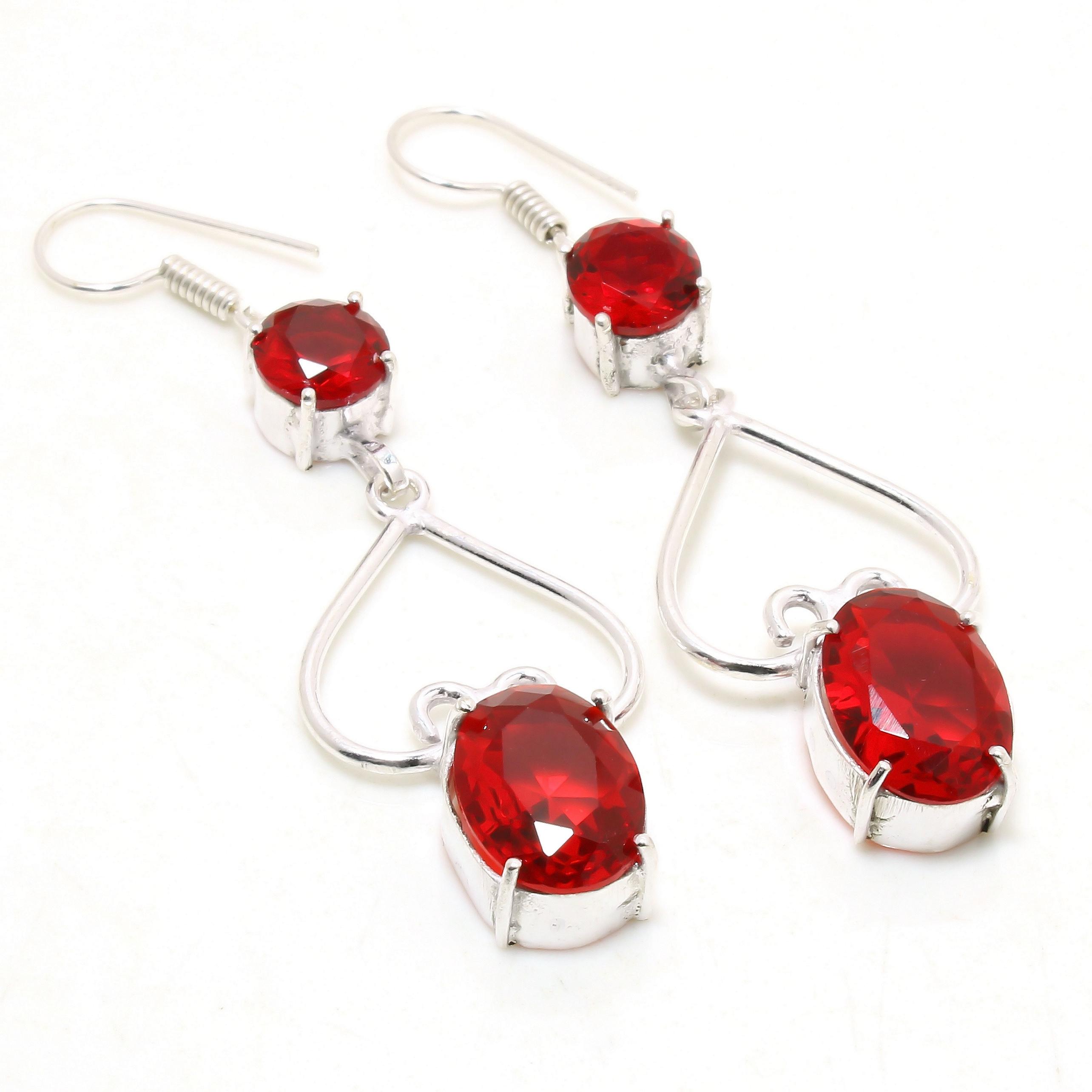 

Mozambique Garnet Gemstone Handmade Drop Dangle Jewelry Earrings 2.50 A9l49