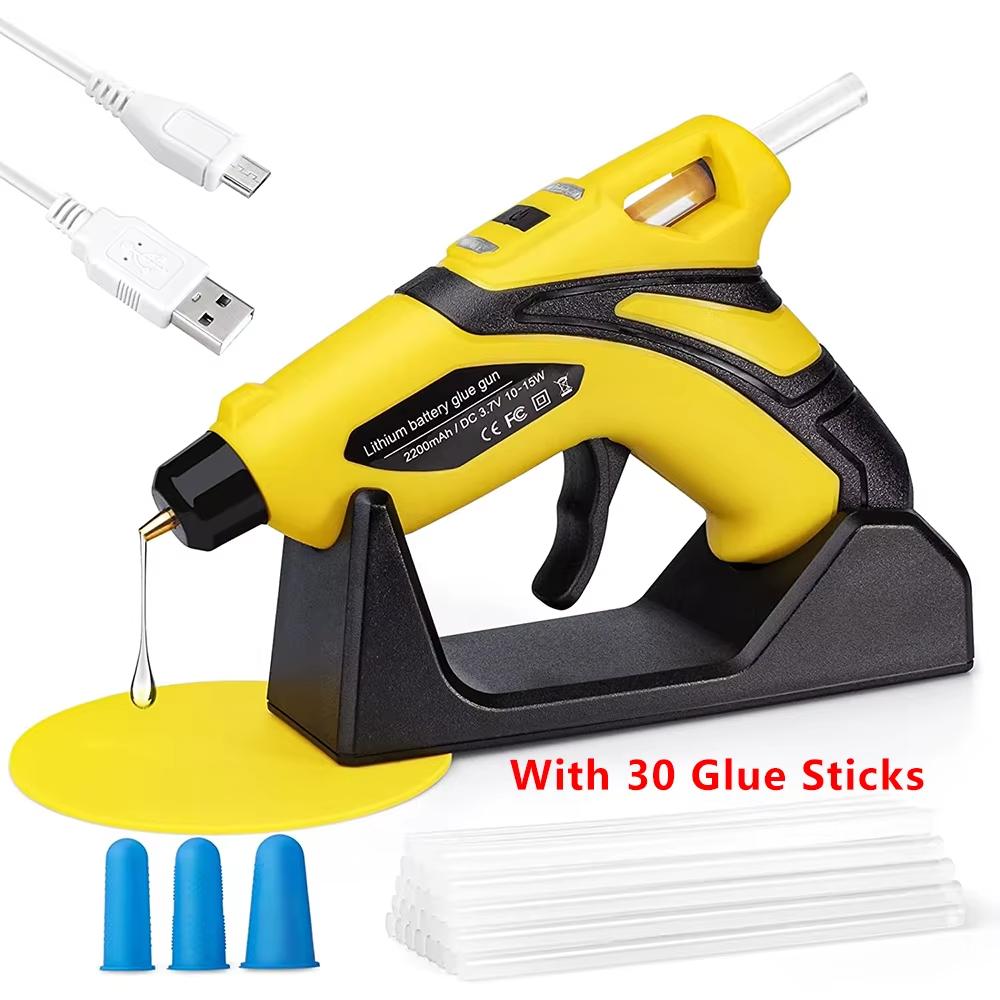 Rechargeable Cordless Mini Hot Melt Glue Gun Kit with 30 Glue Sticks Fast Preheating For Crafting DIY Repair Glue Gun Tools