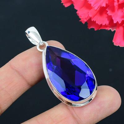 Přívěsek z masivního drahokamu Tanzanite z 925 sterlingového stříbra Šperkový přívěsek pro unisex