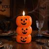 Retro Halloween Table Decoration Flameless Fake Candle, Battery Operated Stacked Pumpkin/Ghost Candle Light, Party Atmosphere Light LED Flickering