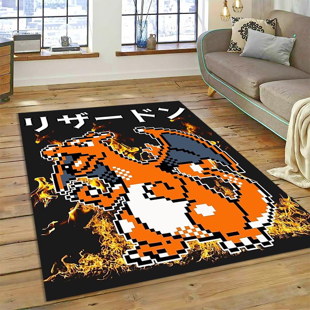 27 Stili Charizard Charmander Pokemon di Fuoco Cartone Animato Dracaufeu Tappeto per Camera da Letto Soggiorno Casa Decorazione Divano, Tappetino
