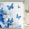 Beautiful Flowers Shower Curtain Butterfly Birds Printed Bathroom Curtains Polyester Fabric Home Decor Bathtub Screen with Hooks