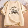 Je préfère être en train de lire T-shirt Livres Lecteurs Amoureux des Livres avec Fleurs Graphique T-shirts Hauts pour Enseignants Casual Col Rond T-shirts en Coton