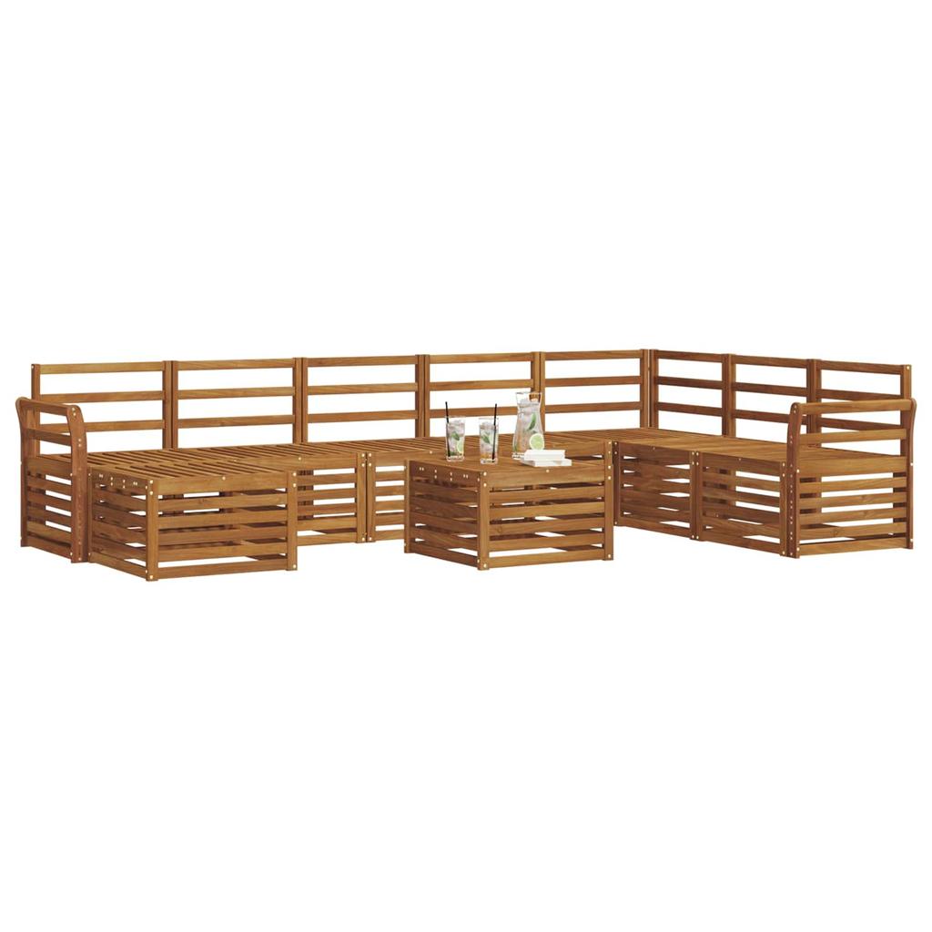 Outdoor Sofa Set 9 pcs Natural Solid Acacia Wood