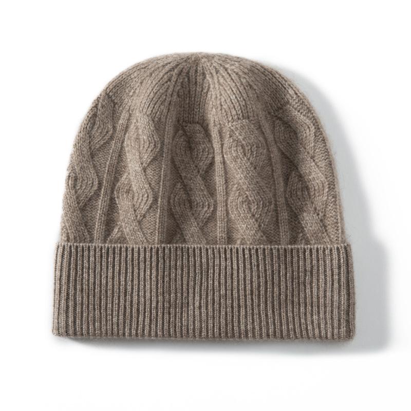 Cashmere hats men's and women's thickened twisted hats autumn and winter parents' hats thermal bald hats stacking hats