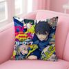 BBlue LockK Anime Cushion Cover Natural Linen Pillow Case DoubleSided Print Decorative Sofa Pillowcase Home Decor Gift