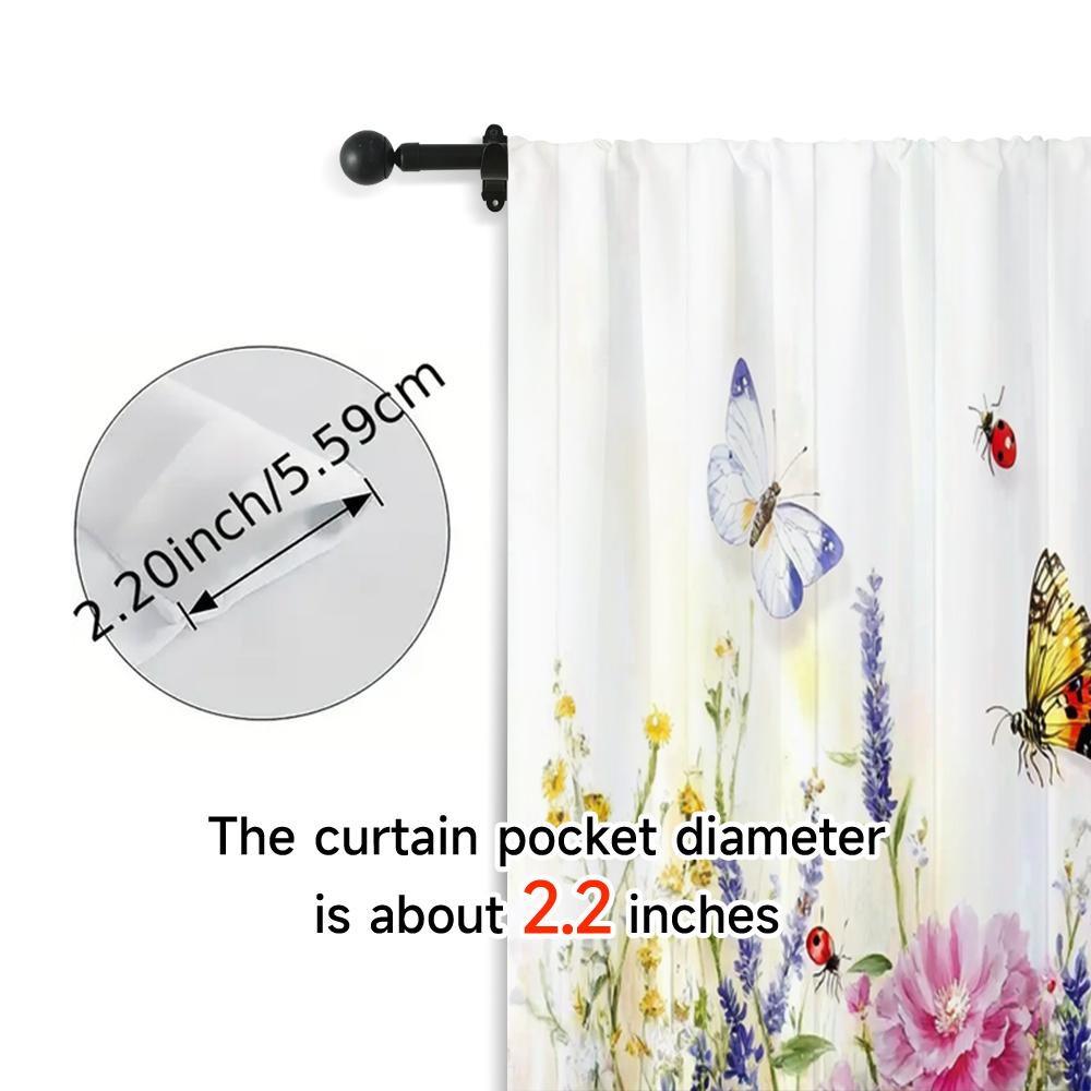 2pcs, Popular Curtain Panels print Art Deco Floral & Butterfly 100% Polyester (without rod) Outdoor Decorations Use for