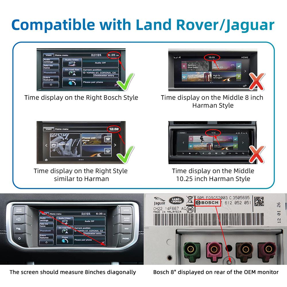 Wireless Carplay Android Auto Fits For Land Rover Jaguar Bosch Discovery4 Evoque Freelander2 XE XF XJL Mirroring Decorder