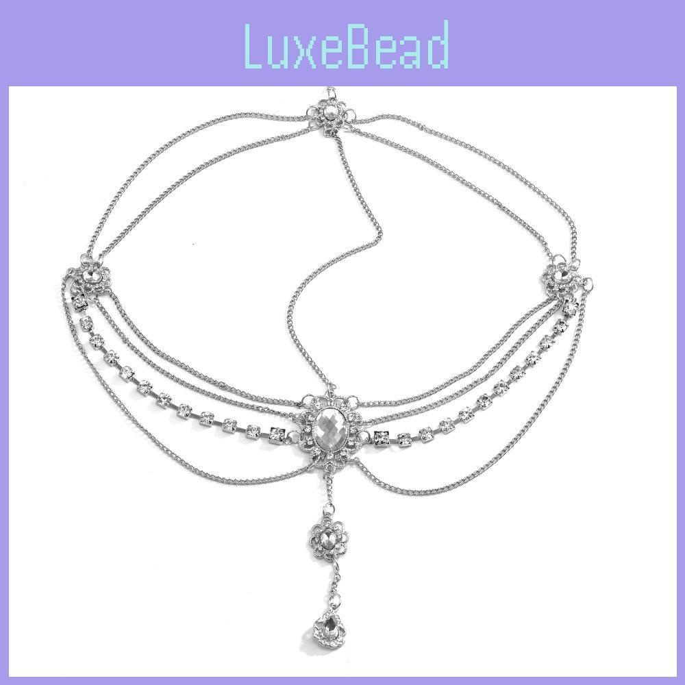 And Rhinestone Elegant Multi Layer Chain Design Women Silver Jewelry Headwear