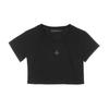 SURGERY Asymmetrical Metal Clover Logo Crop T-Shirt Black