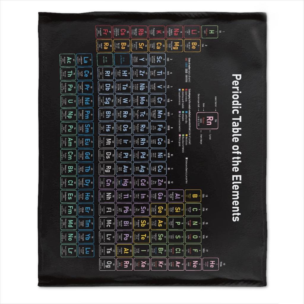 Periodic Table of Elements Printed Blanket for Sofa Bed Travel Camping Living Room Office Conditioning Blanket