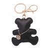 Trendy Mini Bear Keychain Decorative Bag Charm Gold Tone Chain Soft PU Leather Craftsmanship Keyrings Accessory