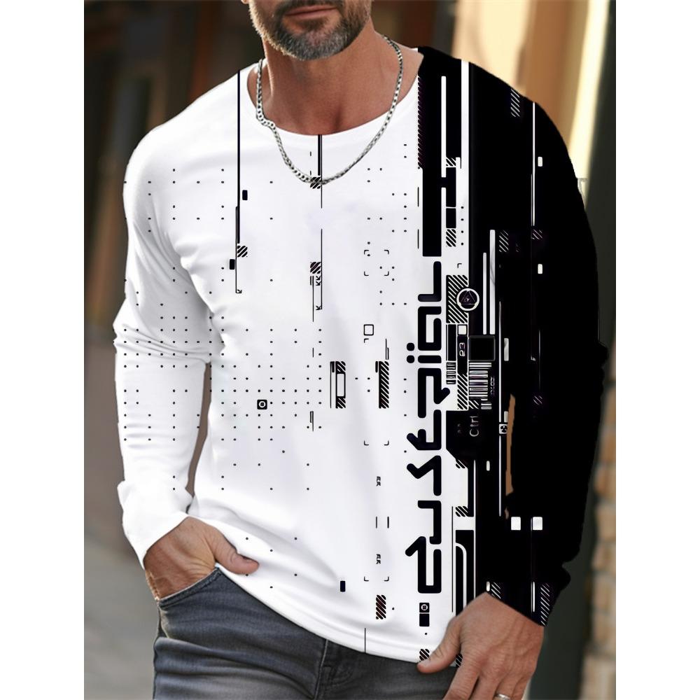 Simple Men's Sports Quick-drying Long-sleeved T-shirt 3D Printing New Sports Men's Autumn Casual Round Neck Men's Clothing Tops