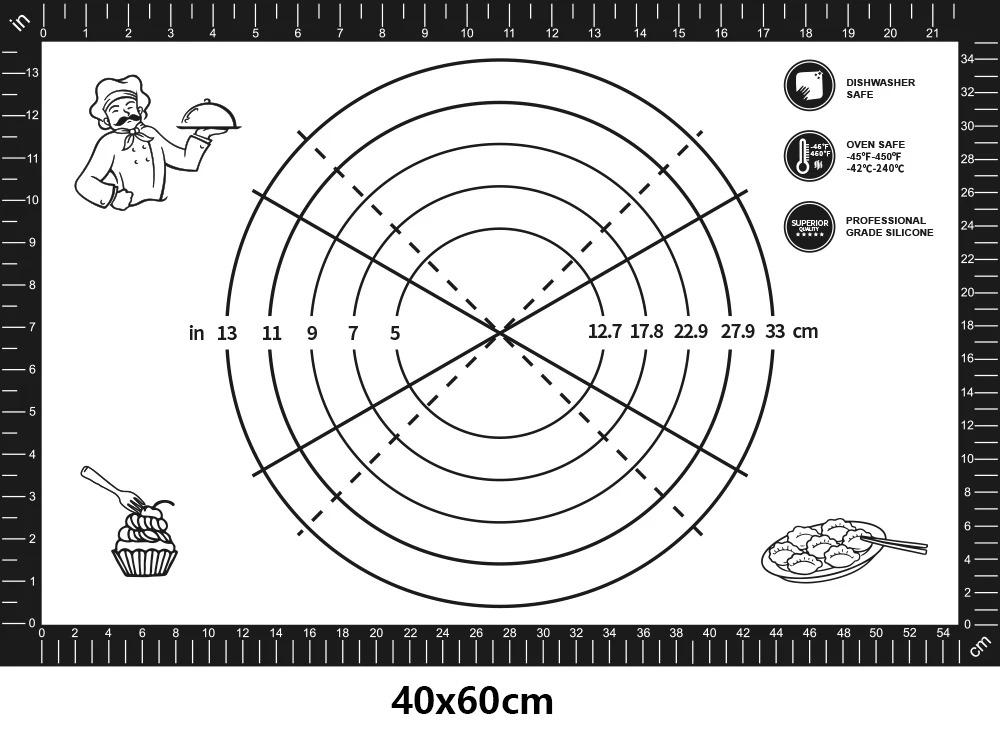 New Oversize 80/70/60cm Silicone Baking Mat Pastry Rolling Kneading Pad Kitchen Crepes Pizza Dough Non-stick Pan Pastry mat