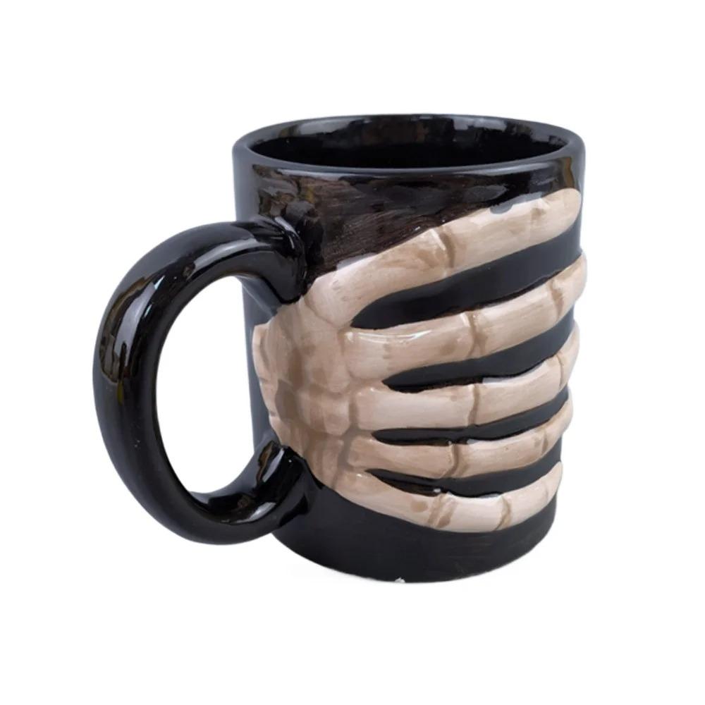 Creative Skull Ceramic Mug Halloween Beer Mugs 3D Stereoscopic Alien Milk Mug Human Skull Novelty Magic Coffee Mugs