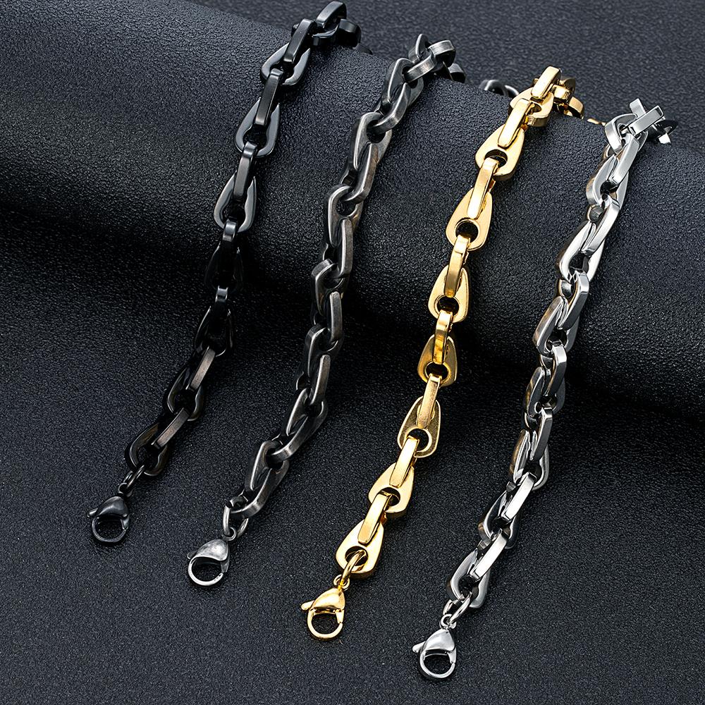 Punk Heavy Horseshoe Link Chain Bracelets for Men Vintage Oxidized Clip Chain Wristband Chunky Jewelry