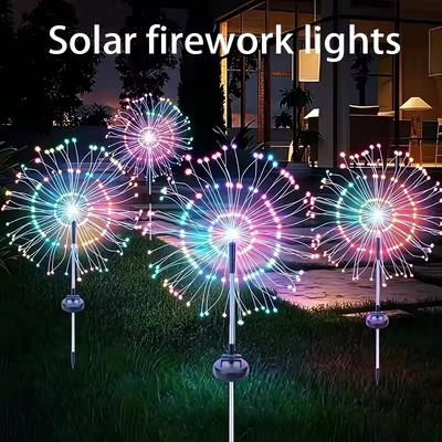 Solar Lights for Outdoor Garden LED Dandelion Lighting Stake Solar Firework Light for Christmas Halloween Lawn Decor