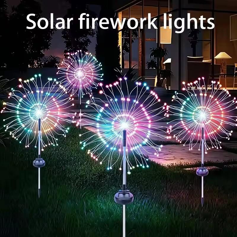 Solar Lights for Outdoor Garden LED Dandelion Lighting Stake Solar Firework Light for Christmas Halloween Lawn Decor