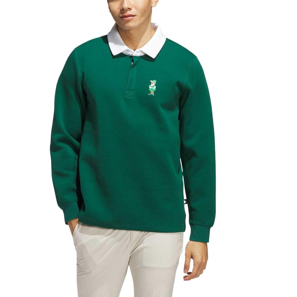 Adidas Rugby Classic Chip Fresh Golf Comfortable Stylish Long Sleeve Polo Shirt Men Polo Shirts Forest-Green JJ4199