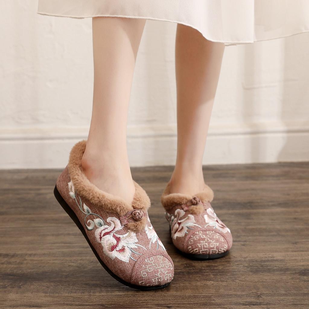 Fashion Winter Fashion Round Toe Embroidered Cloth Shoes for Autumn Winter Simple Comfortable Daily Casual Women's Shoes
