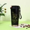 Stainless Steel Insulated Travel Mug With Handle Rope Straw 500ml Vacuum Thermos Office Outdoor Commute