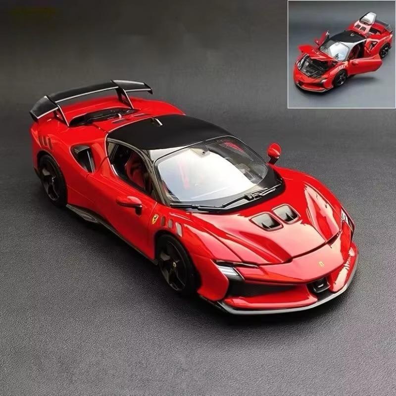 2026 Burago 1:18 Ferrari SF90XX Alloy Model Car Can Open All Replica for Collectors Racing Car Vehicle Model High Simulation Kids Toy Gift