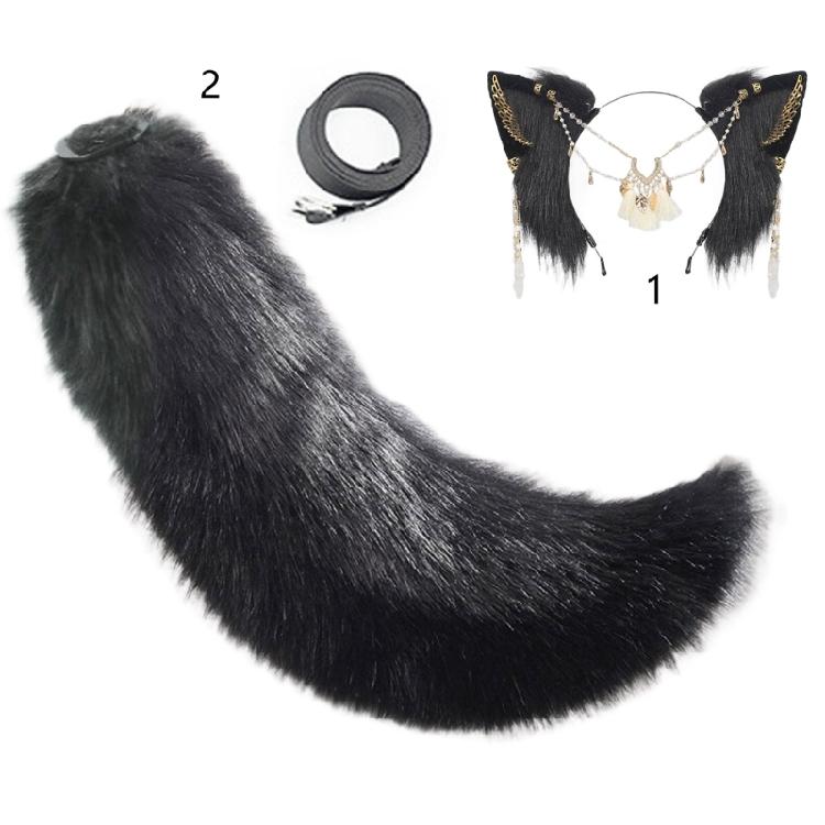 Wolf Cats Foxes Tail Wolf Ears Headbands Halloween Christmas Party Costume Toy Gift for Woman Man Cosplay