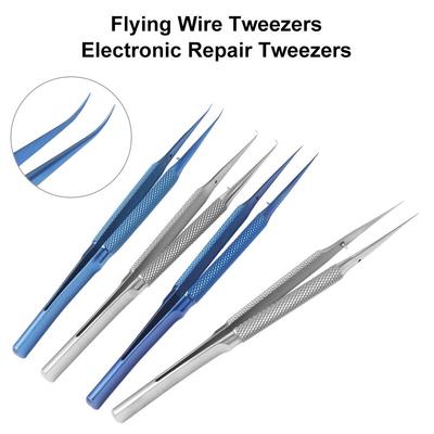 Curved/Straight Tip Titanium Alloy Tweezers Precision Soldering Precision Tweezers Non-slip Wear-resistant Repair Hand Tools