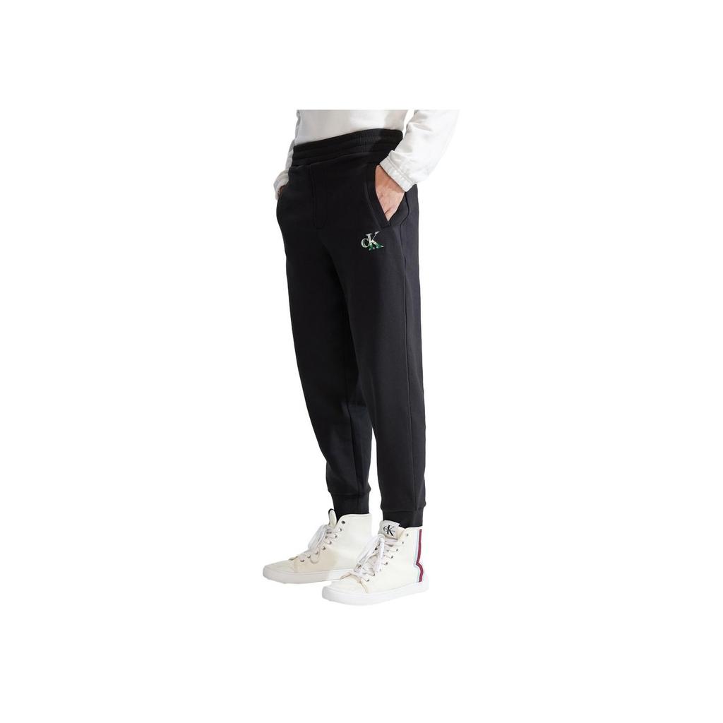 Calvin Klein Minimalist Letter Print Cuffed Knit Sweatpants Men Bottoms Space-Black J324398-BEH