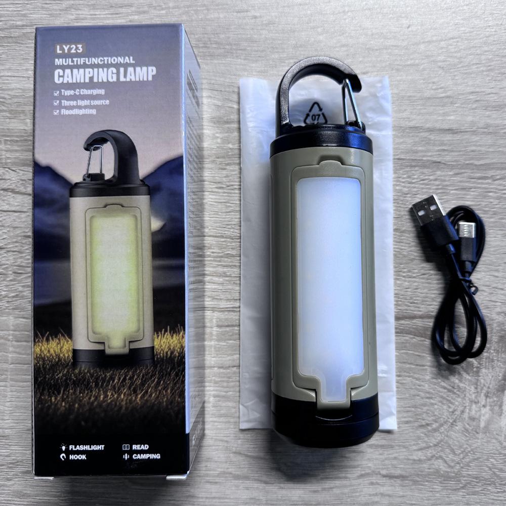 Multi-functional foldable three-leaf camping light outdoor camping LED tent light with hook High-capacity lithium battery